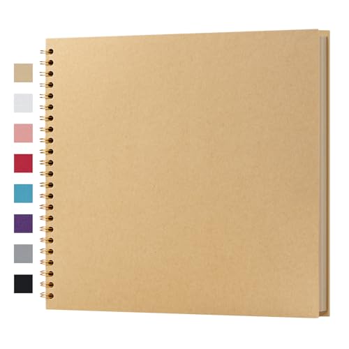 potricher 12 x 12 Inch DIY Scrapbook Album 40 Pages Hardcover Kraft Paper Scrap Book Photo Albums Memory Book for Wedding and Anniversary Family (Yellow 12 Inch)
