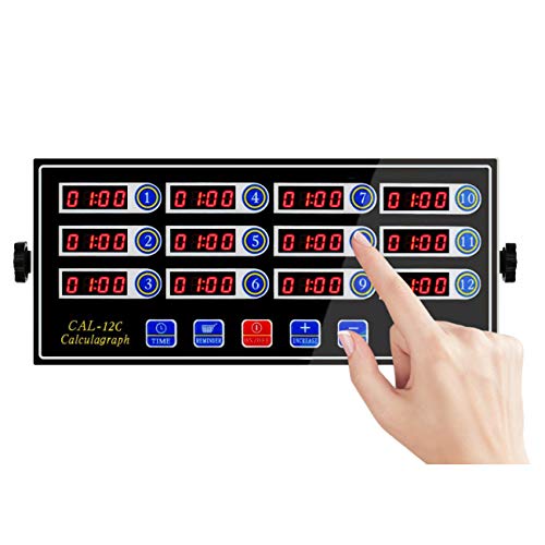 BEAMNOVA 12 Channels Digital Kitchen Timer for Cooking Loud Alarm Stainless Steel Clock Hours and Minutes Seconds Volume Control Electronic Calculator