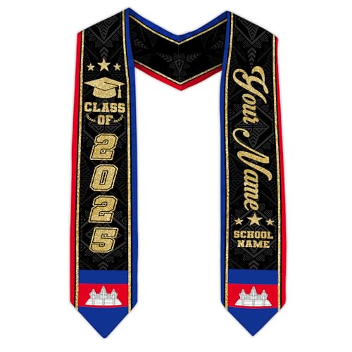 MonkeyVan Personalized Cambodian Graduation Sash, Custom Cambodian Graduation Stole, Cambodia Stoles Class Of 2025 Cd10