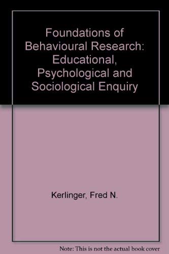 FOUNDATIONS BEHAV RESEARCH 2/E 0030854628 Book Cover