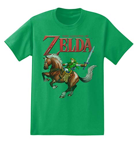 Nintendo Mens Video Game Shirt - Mario, Luigi, Zelda, Kirby, and Donkey Kong Vintage Tee (Green, Medium)