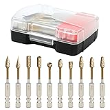 10 Stück Hartmetall-Frässtift-Set mit Schnellwechsel-Schaft 1/4“, Robust und Langlebig, Hartmetallbestücktes Schleifbit-Set, für Bohren, Holzschnitzerei, Metallbearbeitung, Polieren (6.35mm)