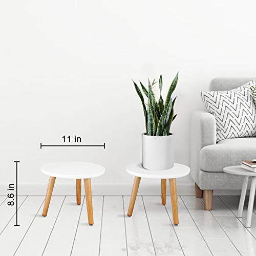 Uneedem Indoor Plant Stand Wood Mid Century Plant Stand For Indoor Plants, Modern Plant Table, 8.9" Tall Plant Holder For Flower Pots, Small Round Side Table, End Table #TOP1