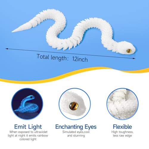 Image of 6Pcs 12in 3D Printed Snake Toys Flexible 3D Printed Animals for Home Desk Decor Christmas Fidget Toys Gifts