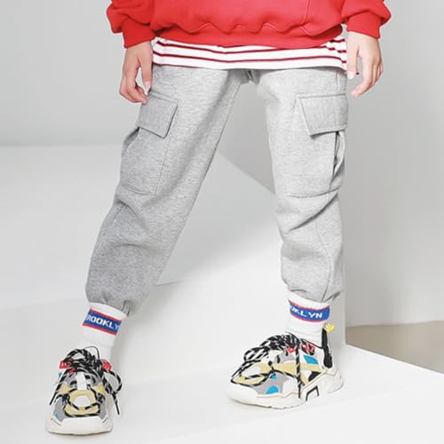 Kids Cotton Cargo Pants Casual Sports Pants Soft Big Pockets Boys Girls Elastic Waistband Breathable Leggings2