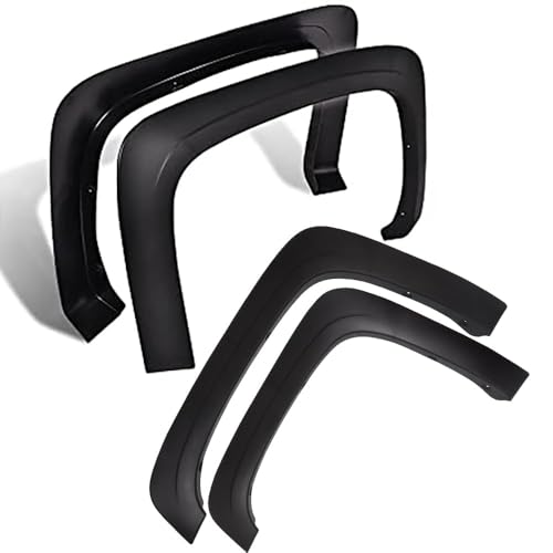 PIT66 Fender Flares Fit 2007-2013 Chevy Silverado 1500 & 2500HD 3500HD 6.5 & 8 Bed Factory Style Black Wheel Flares Covers Rust Around Wheel Wells UV-Resistant 4PC Set (Not Fit Dually/GMC Sierra)