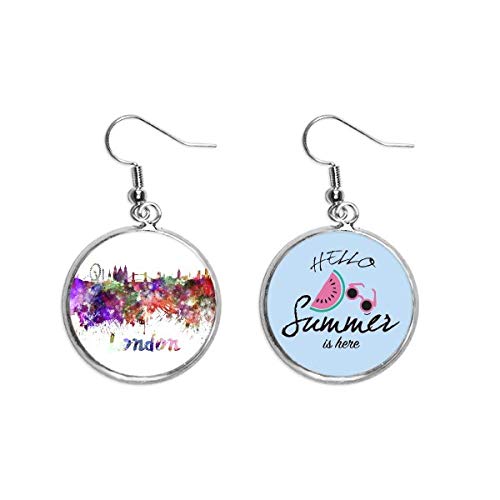 Pendientes de sandía con efecto acuarela británica para lóbulo de verano