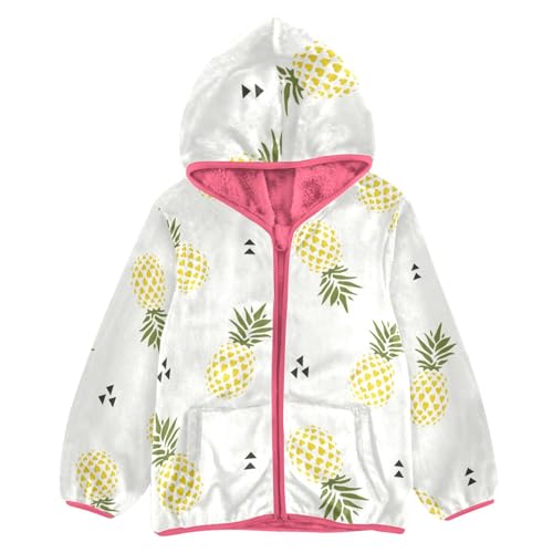 OTVEE Summer Yellow Pineapple Fruits Kids Hoodie Jacket Fall Spring Full Zip Warm Outwear Coat