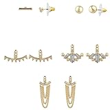 Lux Accessories Goldtone Geo Miss Match Ear Jacket Multi Earring Set 5PC
