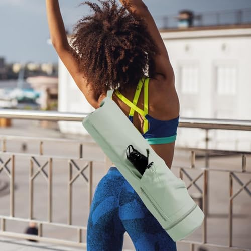 LOL-FUN ヨガマットバッグ ヨガマット ケース 調節可能なストラップ ヨガマット収納 ヨガワークス マットバッグ ジムバッグ ジッパー付 引き紐付き スポーツ ジム 競技会 旅行 エクササイズ ヨガマットホルダー トレーニング ジム フィットネス ピラティス用バッグ 持ち運び便利, 緑 2枚目