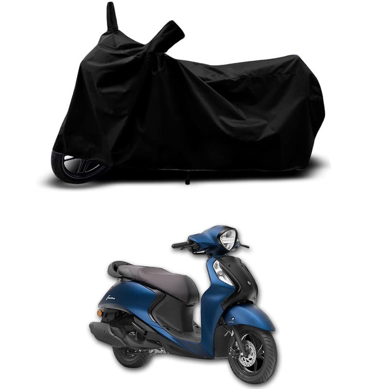Image of 100% Scratchproof /UV-Rays /Heat Protection /Birds Dropping /Water Resistant /Dust Proof /Waterproof /Full Bike Scooty Two Wheeler Body Cover Compatible for Fascino 125 Drum All Varients[Black]