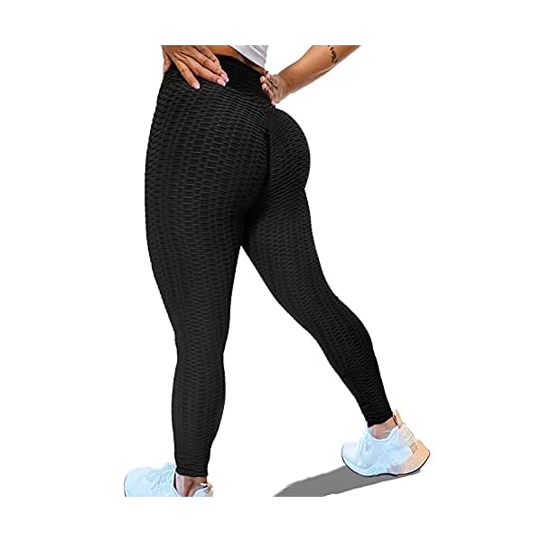 Women's High Waist Yoga Pants Tummy Control Slimming Booty Leggings Workout Running Butt Lift Tights (Black, Large)