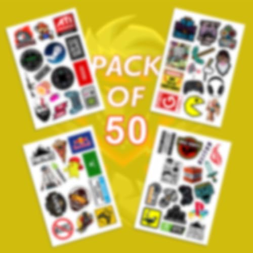 Image of CodersParadise - Pack of 50 Gaming Vinyl Stickers for Laptop, Waterproof & Residue-Free for Laptop, Mobile, Bike, Water Bottle, Notebook, Helmet & Gaming Setup Decor