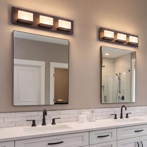 Image of Kira Home Everett 24 inch Modern Integrated LED 3-Light Bathroom Vanity Light