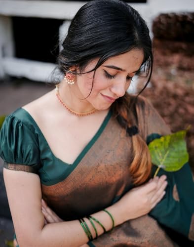 Image of SIRIL Women's Banarasi Kanjivaram Soft Silk Jacquard Saree with Unstitched Blouse Piece