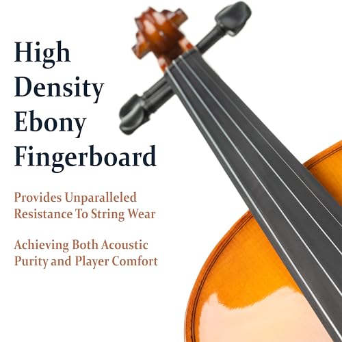 Image of Cecilio 1 /2 Violin Solidwood Violin with Hard Case, Bow, Rosin, Tuner, Shoulder Rest & Lesson Book - Ideal for Beginners
