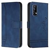 Lihondar Funda para OPPO Realme 7 4G/Realme Narzo 20 Pro, Premium PU Cuero Billetera Tapa Flip Protectora Carcasa Libro Case Magnético con Tapa y Ranura para Tarjetas Piel Cartera (Azul)