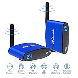 Wrieless RCA Extender with IR Pass-Back Support 480p SD Can Transmit Up to 200m 656ft (Line of Sight), WiFi 5.8GHz 24 Channels AV Transmitter and Receiver for Satellite DVD to TV Home Use