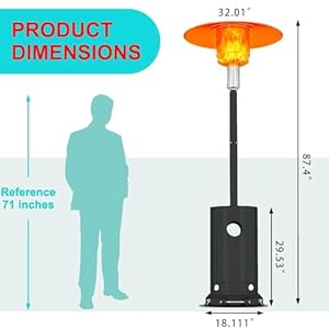 Outdoor heater 48000 portable outdoor heater with patio cover propane outdoor heater for patio backyard balcony with wheels double stainless steel heating gray  urban country home decor
