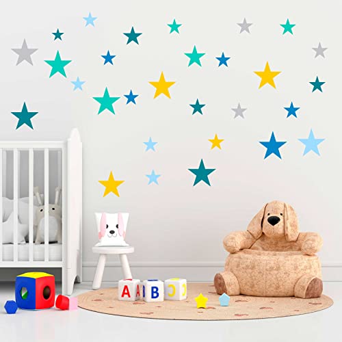 Wall Stickers for Bedroom - Stars Stars Little Stars - 120 pieces - Various Sizes and Pastel Colors - Children (014)