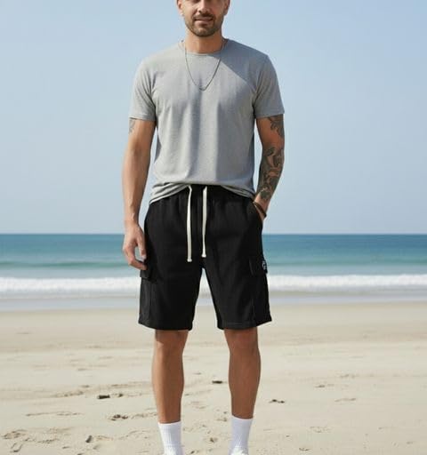 Image of INDICLUB Men's Athletic Performance Shorts,Casual Everyday Wear, Comfortable Drawstring Style