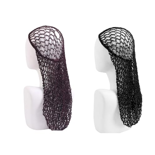 2Pcs Mesh Crochet Hair Net, Crochet Hair Snood with Elastic Edge Mesh Hair Cover Sleep Cap Long Hair Net Head Cover Hair Care Nightcap for Women Girls