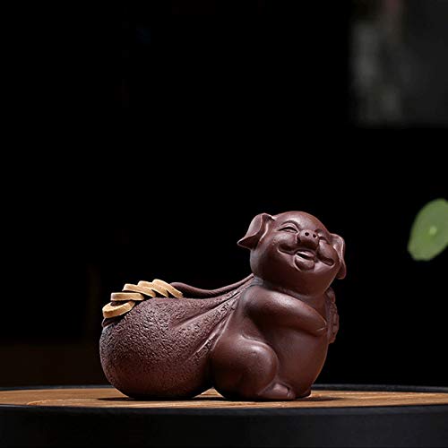 Statue de cochon en argile violette artisanale et résistante - 4