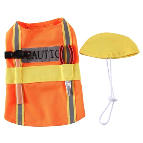 Disfraz de ingeniero para perro tamaño XL color naranja