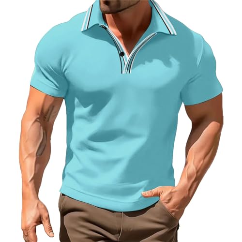 Polo de golf homme respirant à manches courtes et col rayé pour une performance athlétique d'été