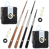 Jadive 2 Pcs High Torque Long Shaft Clock Movement Mechanism with Wooden Clock Hands for DIY Repair Parts Replacement(Fit for 24'' Clock, 32.5mm Shaft)