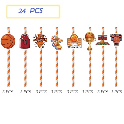Pitillos de Papel con Diseño de Baloncesto x24 miniatura 2