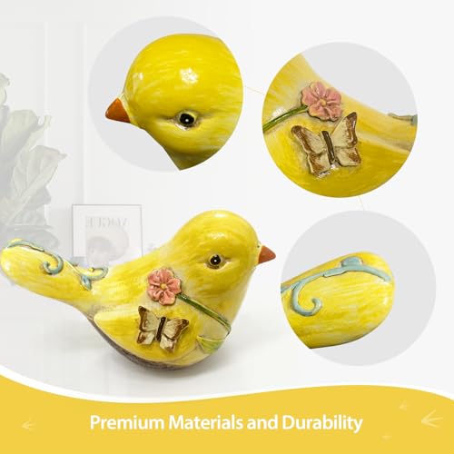 Figura Decorativa Pájaro Resina Amarilla 4.3 pulgadas miniatura 4