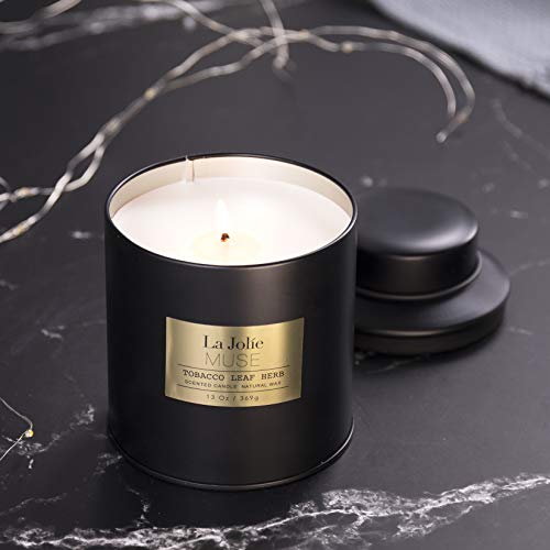 La Jolie Muse Tobacco Vanilla & Whiskey Caramel Scented Candles For Men Women, 13Oz Large Soy Candle, Birthday Candle Gifts, Nature Candle For Home Scented #TOP1