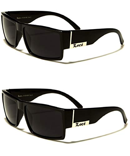 2 Pack - Locs Sunglasses Black Gangster Sunglasses, 5.5w x 1.75h2