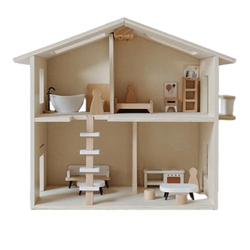 Sariny子供用ままごとおもちゃ木製シミュレーションヴィラドールハウスシンプルプリンセスドールハウス王子おもちゃセット (A)
