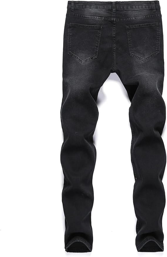 Stretch Skinny Ripped Jeans for Men Slim Fit Straight Leg Denim Pants Fashion Vintage Distressed Biker Jeans4