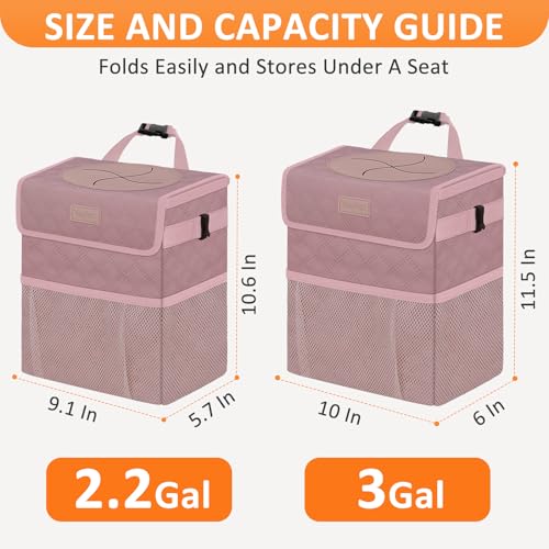 Image of Vankor Car Trash Can for Car Cute, Car Trash Bag Bin Hanging Waterproof Automotive Car Garbage Cans Leak Proof Vehicle Trash Can Diamond Pattern-Pink