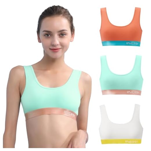 Sintege 2 Stücke Sport BH Unterwäsche Nahtlos Sport Büstenhalter für Mädchen 9-14 Jahre 7 INNERSY BH Mädchen Teenager Bustier Baumwolle Sports Bra ohne Bügel Kinder Büstenhalter 3er Pack (L, Weiß/Rosa/Hellgrün)