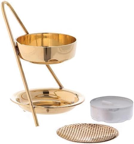 2 Incense Burner with 2 Tealight Candle Incense Holder Brass Incense Censor for Home Fragrance, 4 Inch Height- Pack of 2