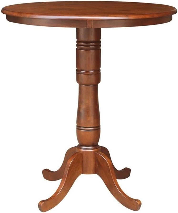 IC INTERNATIONAL CONCEPTS 36" Solid Wood Round Top Pedestal Table - 40.9" H - Pecan