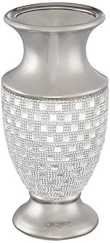 Alino 11 1/2" High Silver And Crystal Urn Vase - Dahlia Studios #TOP2