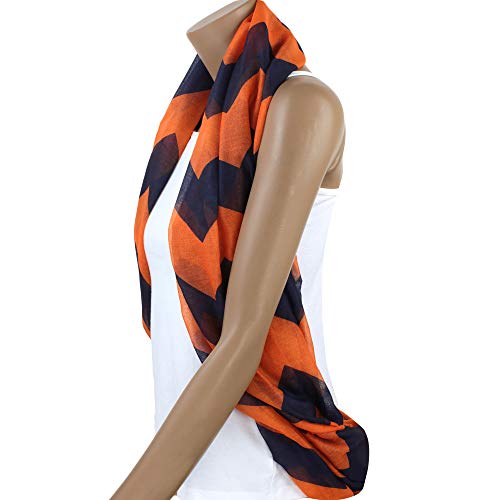 Oversized Orange and Navy Blue Lightweight Infinity Chevron Gameday Scarf4