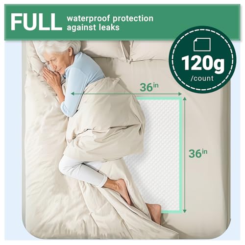 Image of Eco-Friendly Extra Large Ultra Absorbent Incontinence Bed Pads Disposable Adult 120g (36 inch X 36 inchPack of 25),Heavy Duty with Adhesive Strips Chux Pads