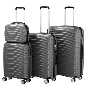 Zelsius Koffer set 4 stuks, ABS hardshell koffer met TSA-cijferslot, 4 dubbele wielen en scheidingswand aan de binnenkant, handbagagekoffer, 4-delige set harde koffers, grote kofferset
