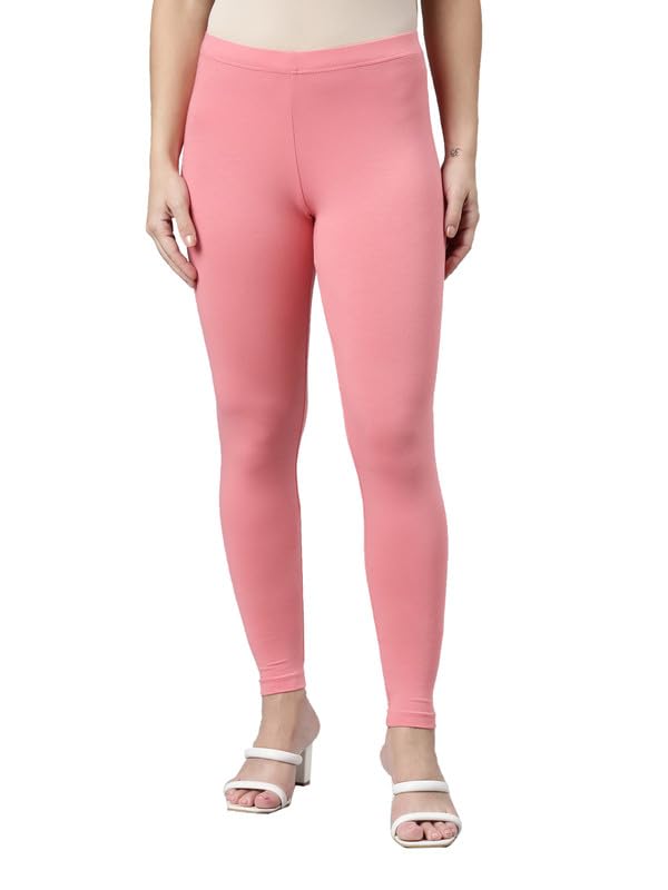 Image of GO COLORS Soft Cotton Stretch Ankle Length Leggings for Women | Breathable