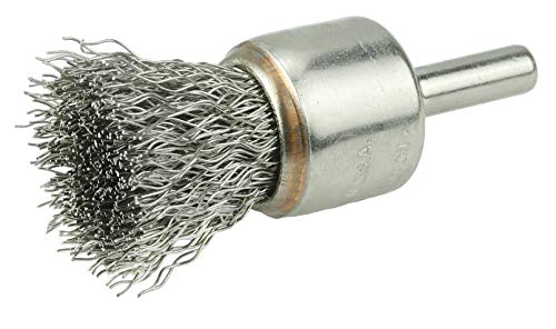 Image of Weiler 10377 Nickel-Plated Cup End Brush 3 /4 inch, .020 inch Stainless Steel Crimped Wire Fill, Made in The USA (Pack of 10)