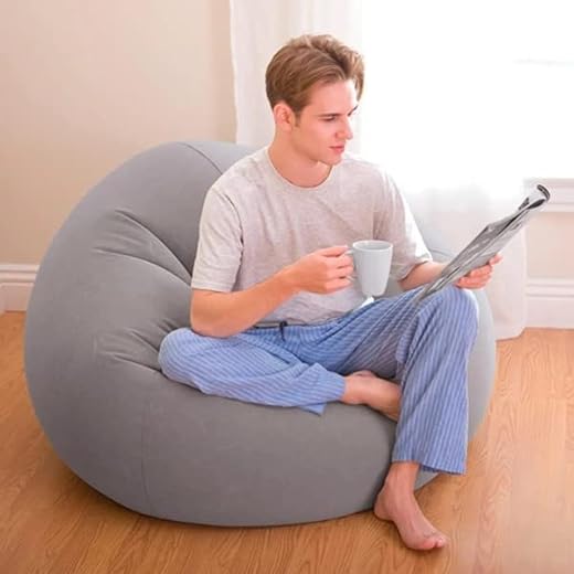 Oise Art Store Trade Shop – Sillón Saco Inflable 114 X 114 X 71 Cm Beanless Bag Portátil Flocado 68579 –