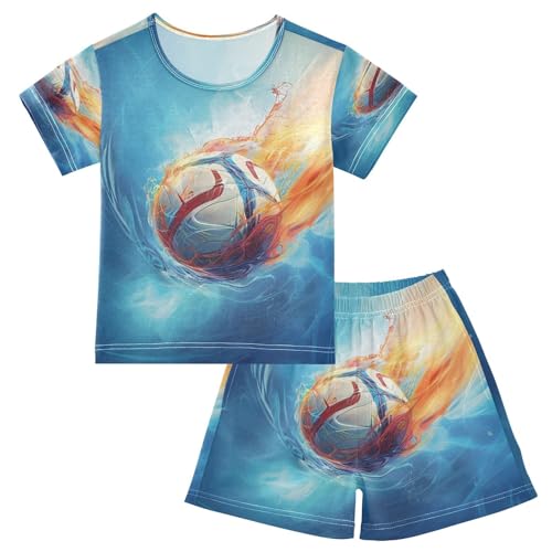 senya Short Sleeve Pajamas Sets Summer Cotton Sleepwear Fire Football