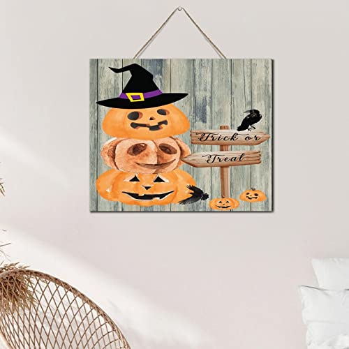 Plaque en bois Halloween avec citation décorative citrouille