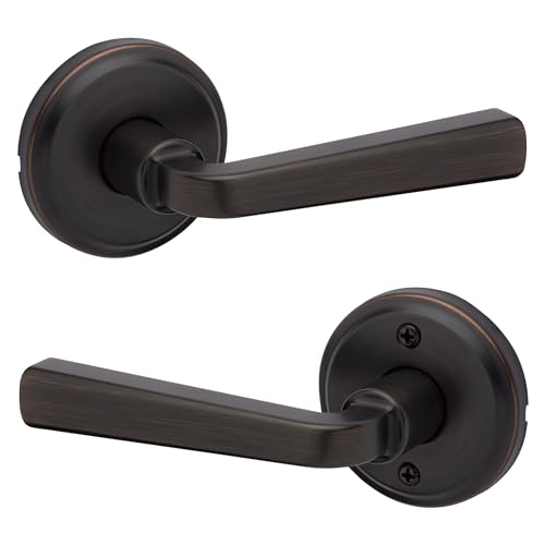 Kwikset 720TDL-11P Trafford Interior Passage Door Handle, Lever For Closet And Hallway Doors, Reversible Non-Locking Handle Lever, Venetian Bronze cover